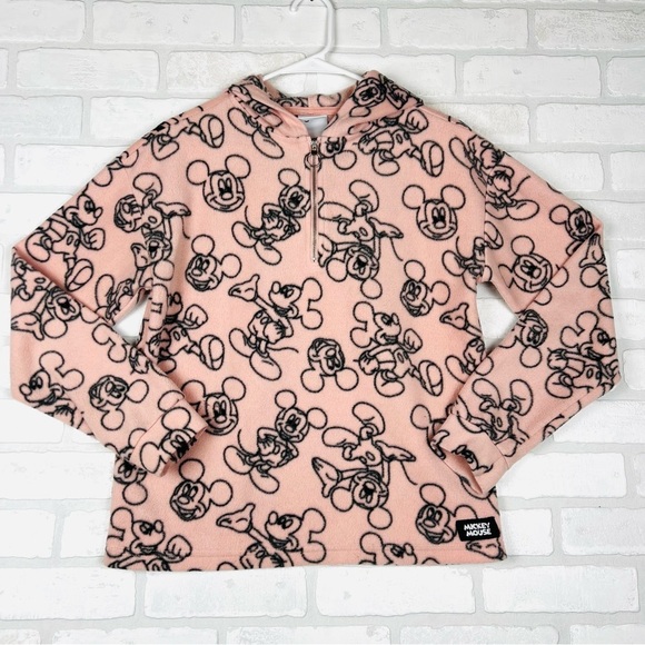 Mickey Mouse Disney Junior's Fleece Hoodie 1/4 Zip Pullover Casual Size Small - Picture 1 of 14
